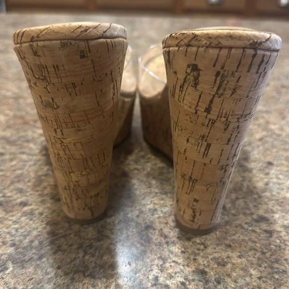 Bamboo Wedge Sandal Clear Strap Womens Size 7.5 Slip On Style - Picture 13 of 16